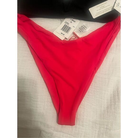 L*Space Siren Bikini Top Black with Cabana Bottom Cherry NEW NWT - Picture 2 of 11